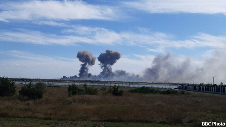 Russian army says munitions explode at Crimea depot