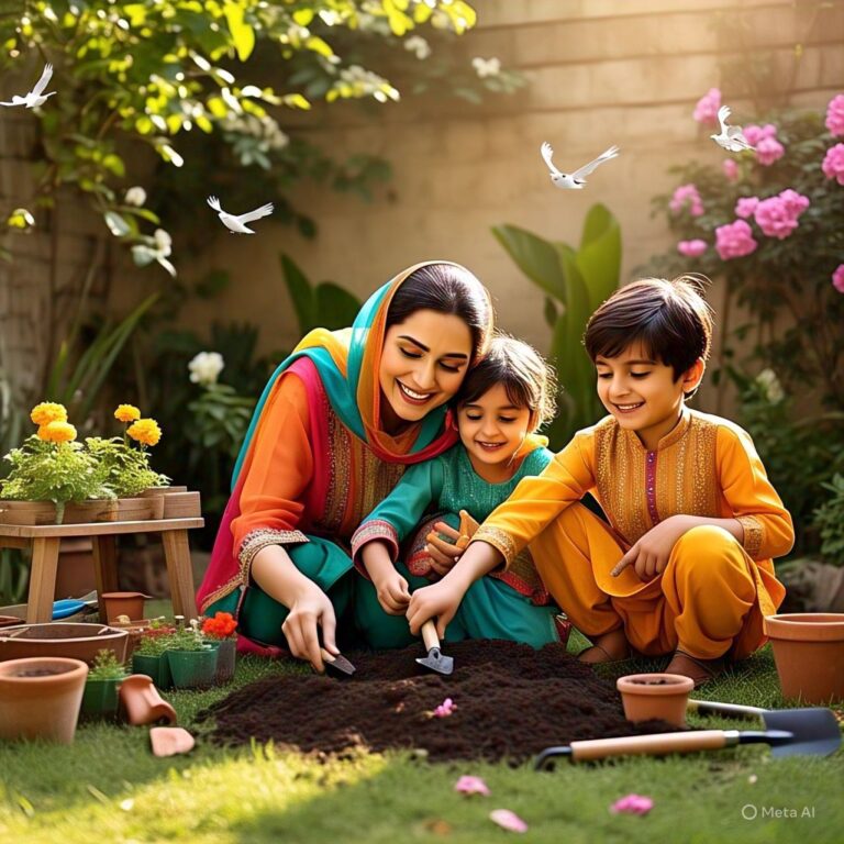 children planting