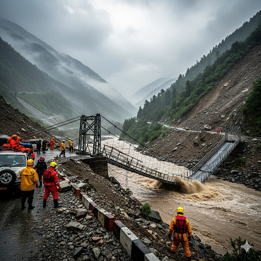 Collapsed Bridge in moonsoon